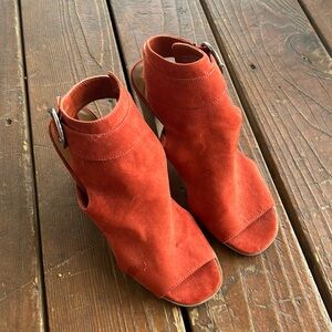 Burnt orange suede block heels